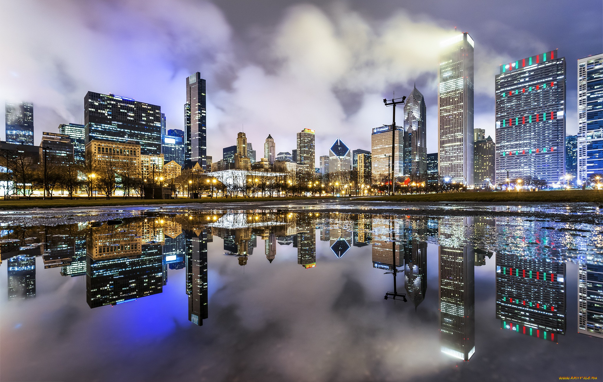 ,  , , chicago, city, night, millennium, park, , , 